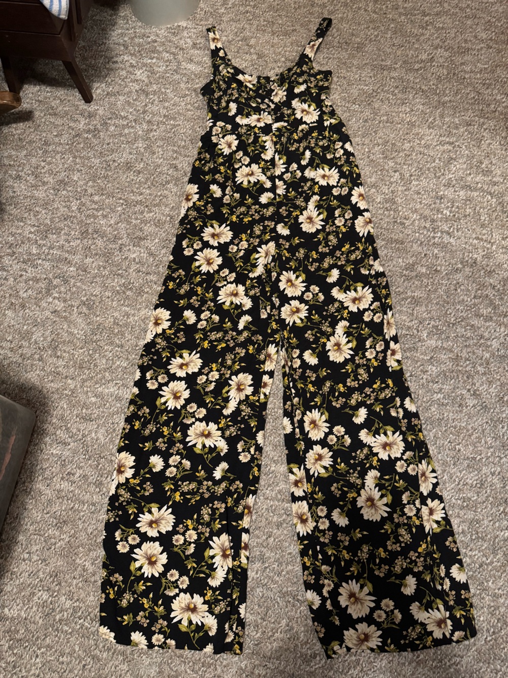 Love to be Spoiled from Kohls Black Floral Wide-Leg Jumpsuit — Flowy Daisy Print